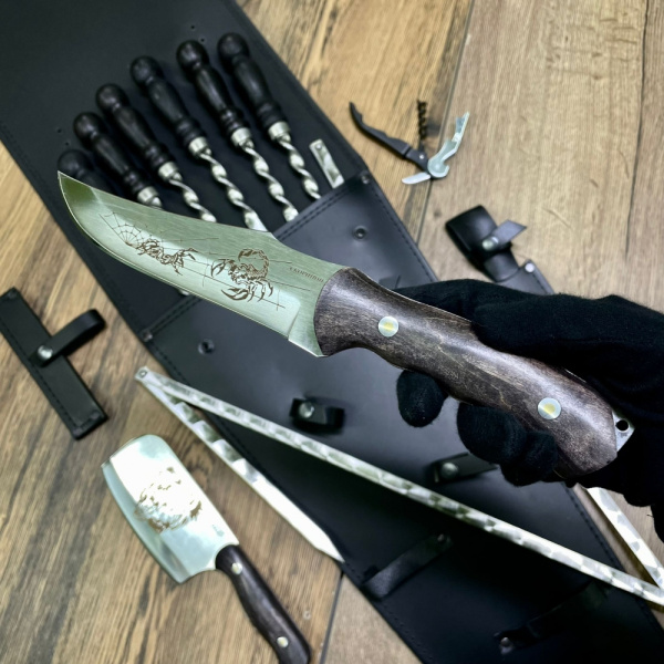 Колчан кожаный Набор для шашлыка и гриля Кизляр России, 12 предметов